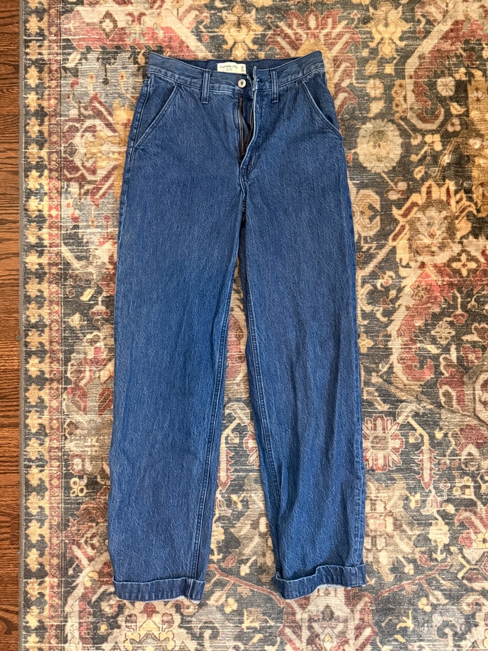 Abercrombie & Fitch The Loose High Rise Blue Denim Jeans - Long
